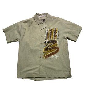 Manta Del Lago Shirt Button Front Mens Size XXG Abstract Print Short Sleeve